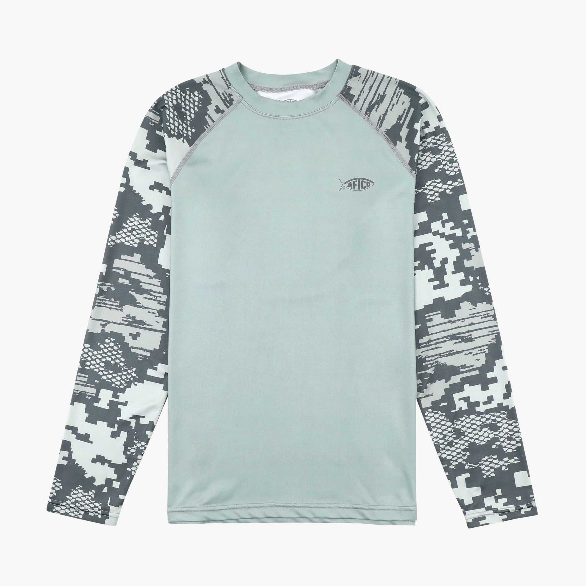 Aftco Youth Tactical Camo LS Performance Shirt Light Gray Digi Camo S