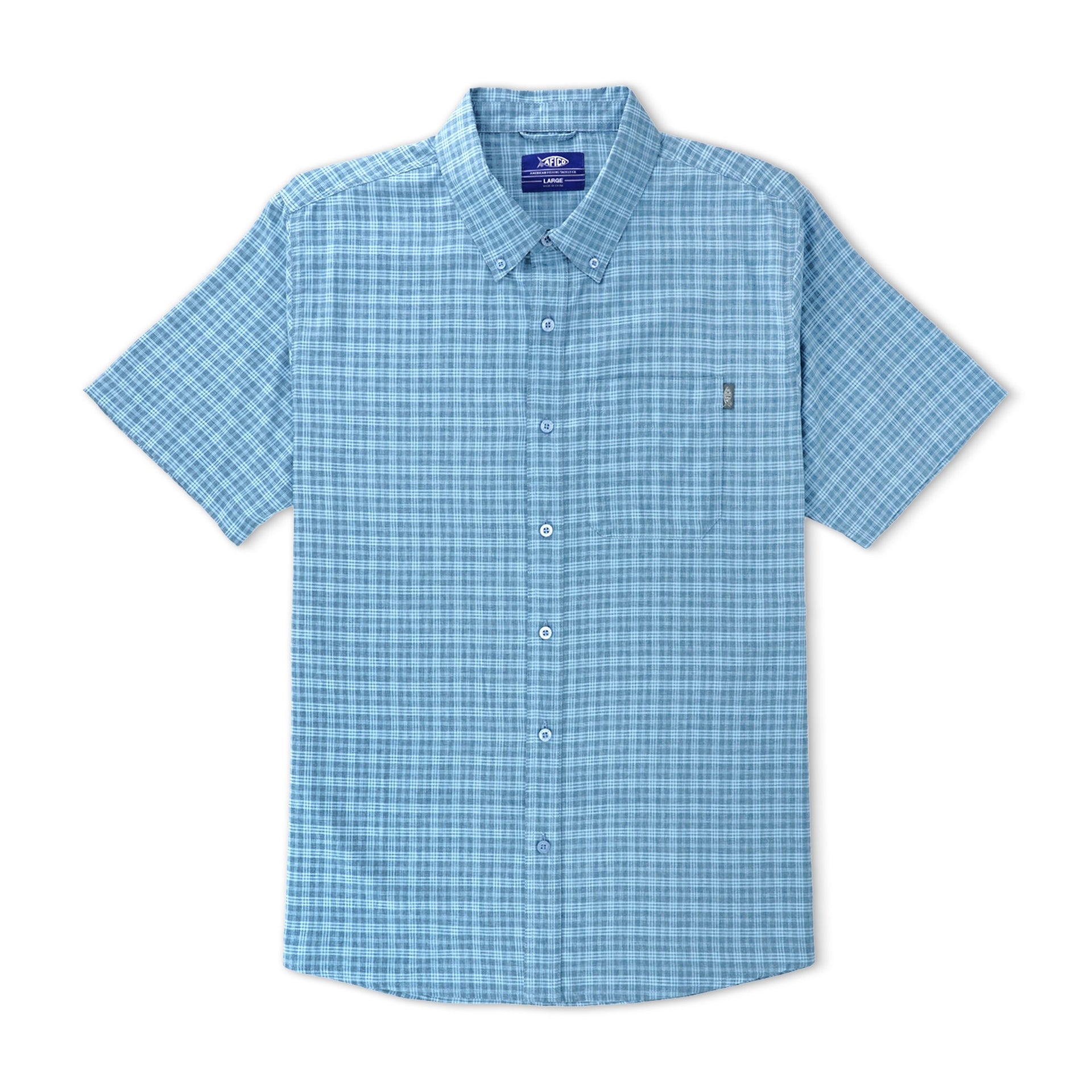 AFTCO Dorsal Short Sleeve Button Down- Air Force Blue