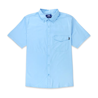 Mens Performance Short Sleeve Button Up Quick Dry Shirt 50+ UPF Fishing  Shirt, Faded Fish, Size: L, Momentum Comfort Gear