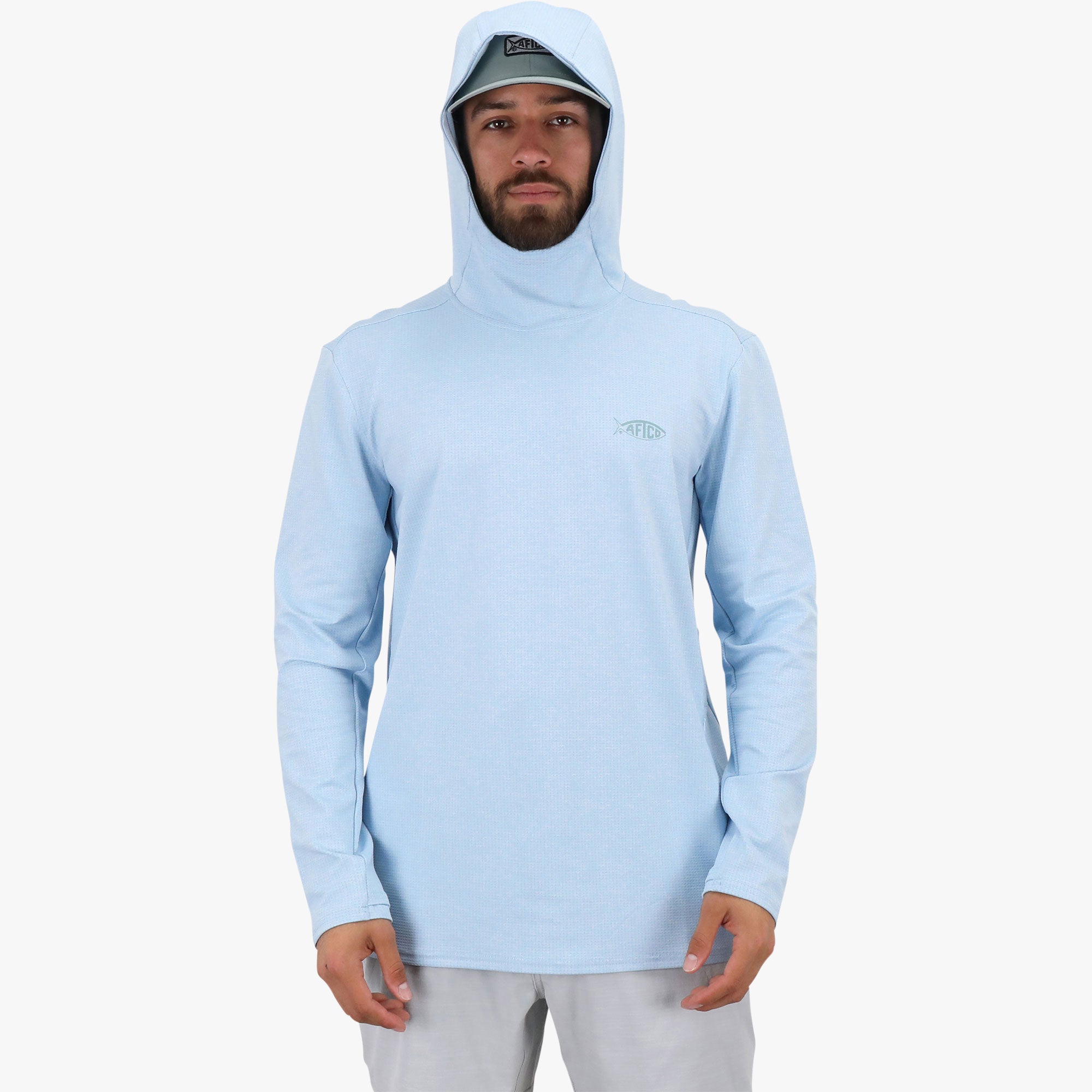 Blue hooded shirt orders