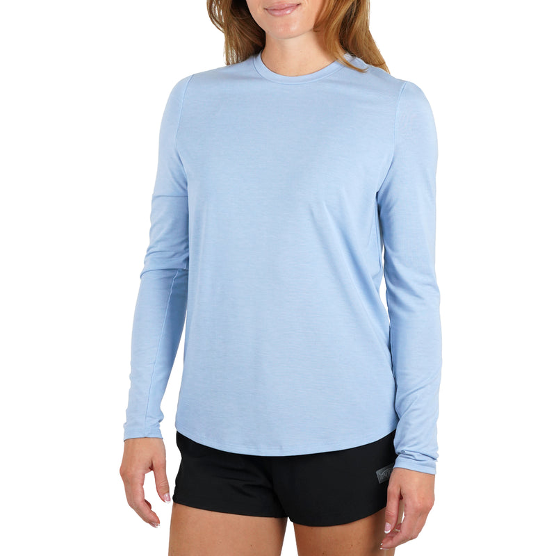 Women's AFTCO Ocean Bound Long Sleeve T-Shirt Small Niagra Mist Heather