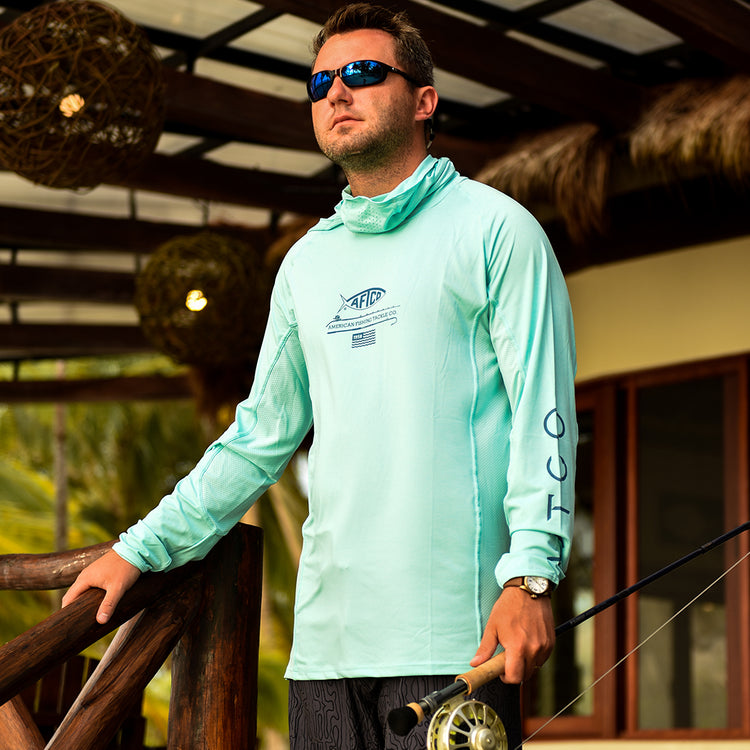 Barracuda Geo Cool™ Hooded Fishing Shirt with Mask | AFTCO