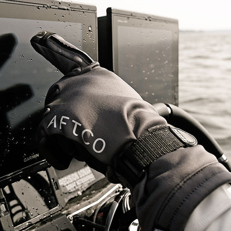 AFTCO Men's Warm Merino Wool Fishing Gloves Black L/XL