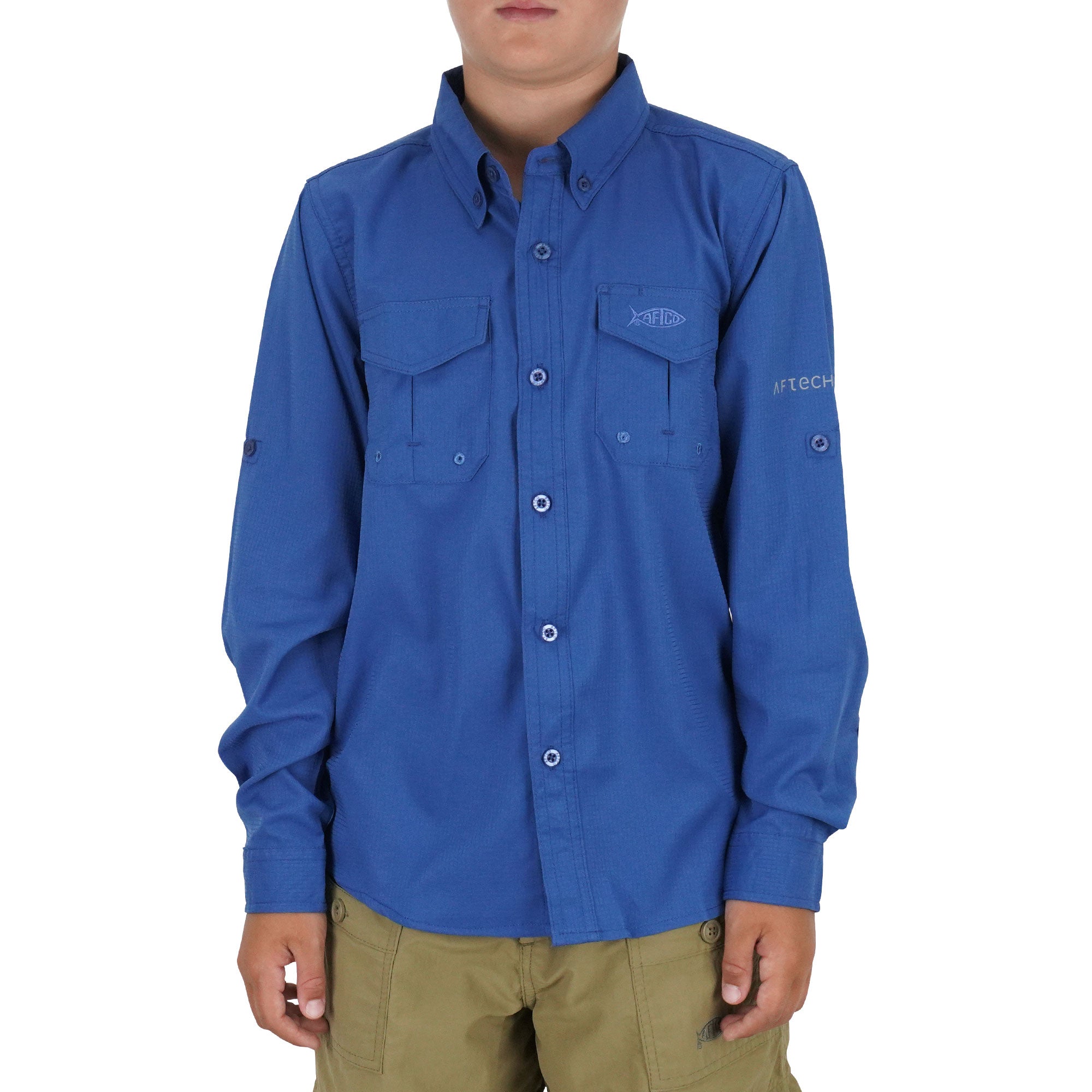 Youth Rangle Long Sleeve Casual Button Up Tech Shirt | Sale – AFTCO