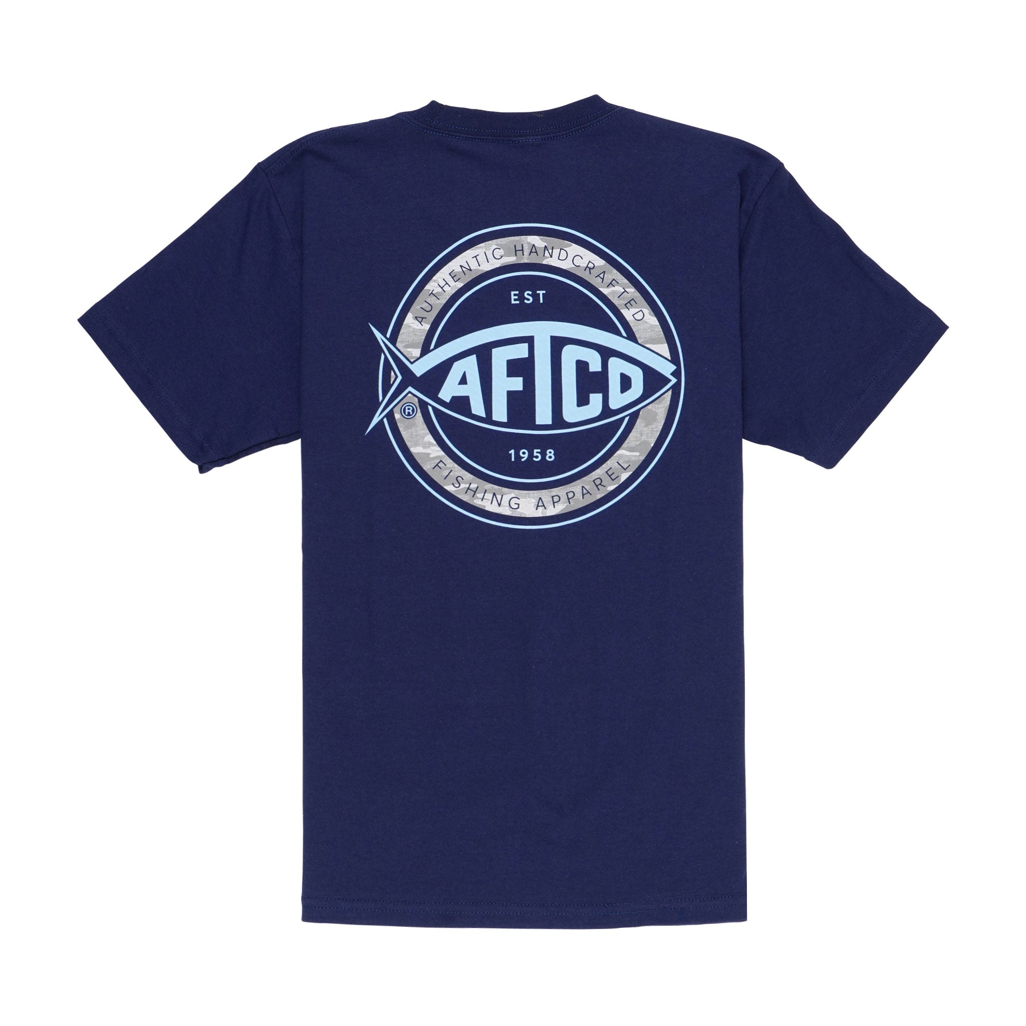 AFTCO Fishing Logo Symbol Men's BLUE T-Shirt Size M NWT #324