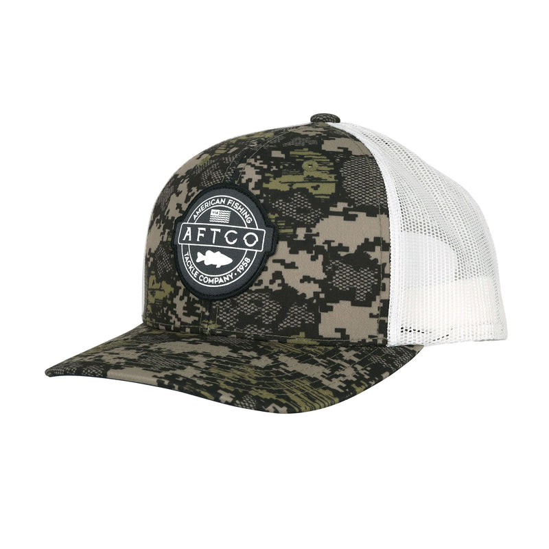 AFTCO Bass Patch Trucker Hat - Green Camo