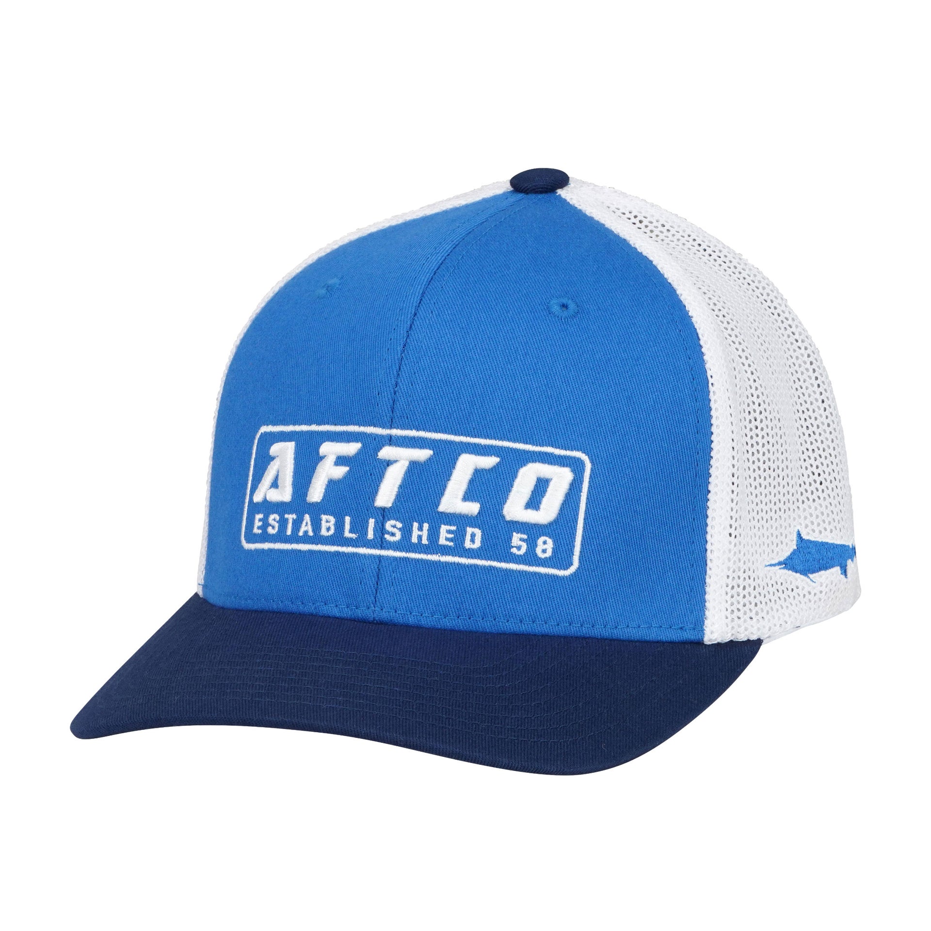 Fishoholic Flexfit Fishing Hat - Semi-Fitted Flexfit 5001 with Silver Blue  & Embroidered Logo - Great Fishing Gift for Father Dad Son Boyfriend
