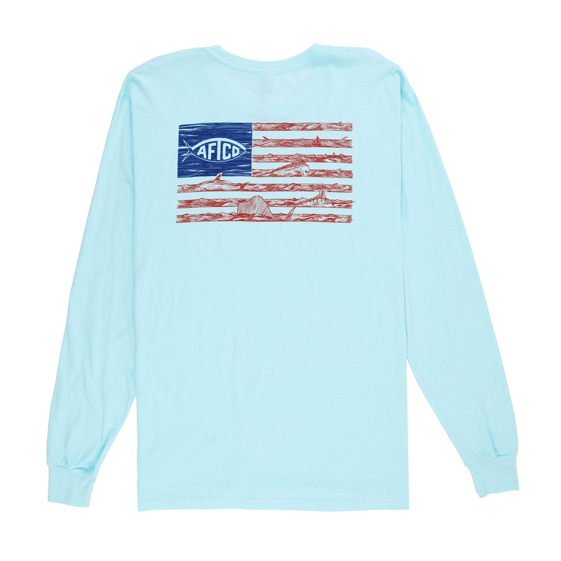 AFTCO Wavy Long Sleeve T-Shirt Glass Heather / Large