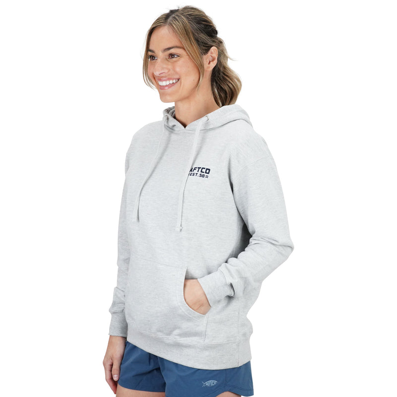 Women' S Rustic Pullover Fishing Hoodie | AFTCO / Gray Heather / XS
